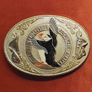 Puffin Fur Rendezvous Anchorage Alaska Belt Buckle